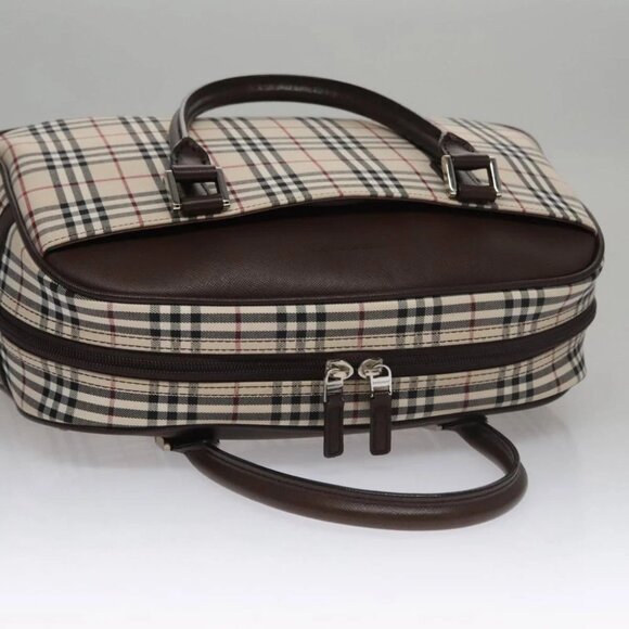 BURBERRY Nova Check Hand Bag Canvas Beige Silver Auth FF4243V - Picture 11 of 16